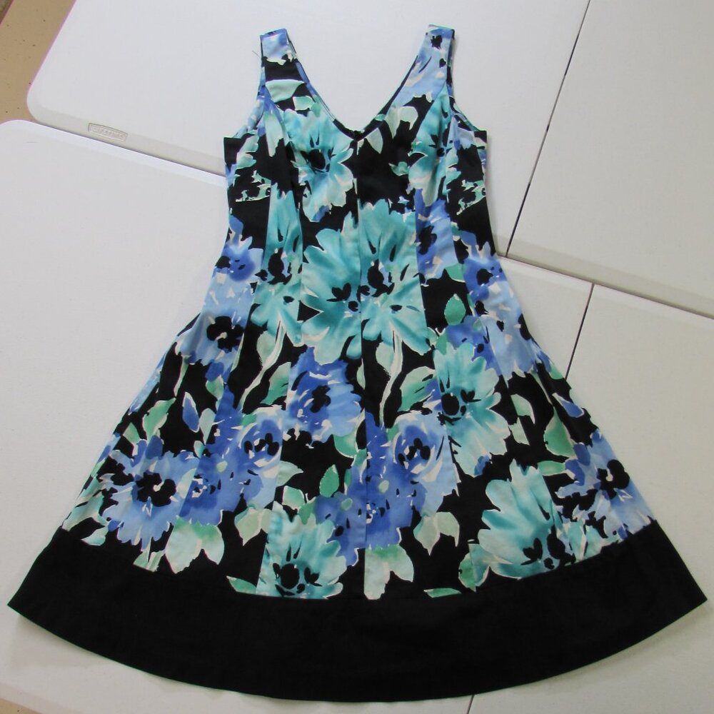 Chaps Fit & Flare Cotton Stretch Floral Midi Dress Size 4